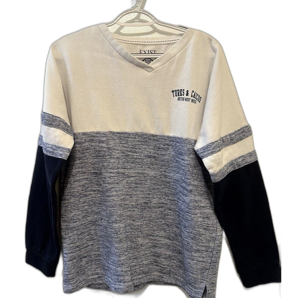 Exist Turks & Caicos Long Sleeve Shirt Small Colorblock V Neck Souvenir Tee